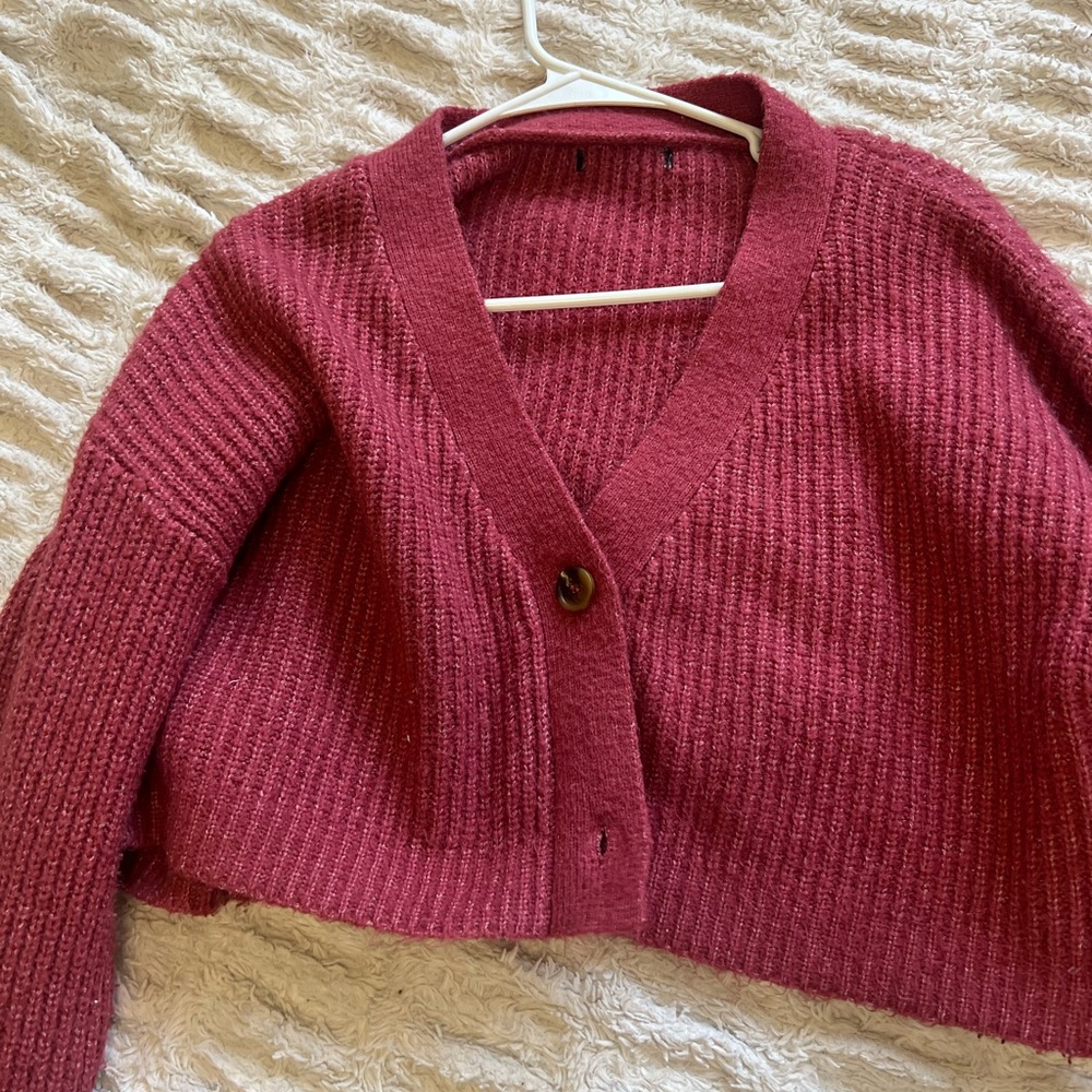 Forever 21 Maroon Knit Cardigan